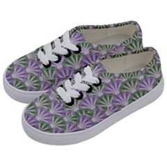 Vintage Scallop Violet Green Pattern Kids  Classic Low Top Sneakers by snowwhitegirl