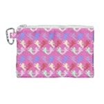 Colorful Cherubs Pink Canvas Cosmetic Bag (Large)