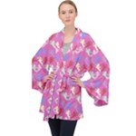 Colorful Cherubs Pink Velvet Kimono Robe