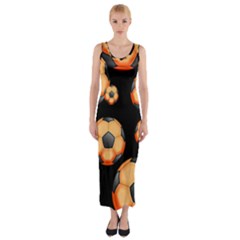 Wallpaper Ball Pattern Orange Fitted Maxi Dress by Alisyart