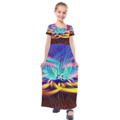 Colorful Chakra Lsd Spirituality Kids  Short Sleeve Maxi Dress by Pakrebo