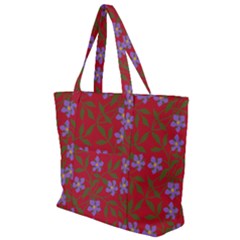 Red With Purple Flowers Zip Up Canvas Bag by snowwhitegirl