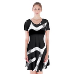 Giant Bold Dark Geometric Print Short Sleeve V-neck Flare Dress by dflcprintsclothing