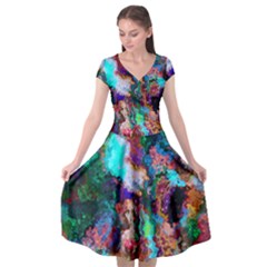 Seamless Abstract Colorful Tile Cap Sleeve Wrap Front Dress by Pakrebo