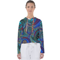 Fractal Abstract Line Wave Design Women s Slouchy Sweat by Pakrebo