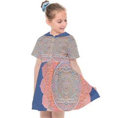 Boho Bliss Peach Metallic Mandala Kids  Sailor Dress by beautyskulls