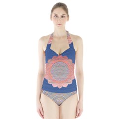 Boho Bliss Peach Metallic Mandala Halter Swimsuit by beautyskulls