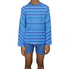 Stunning Luminous Blue Micropattern Magic Kids  Long Sleeve Swimwear by beautyskulls
