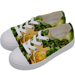 Awesome Funny Mushroom Skulls With Roses And Fire Kids  Low Top Canvas Sneakers by FantasyWorld7