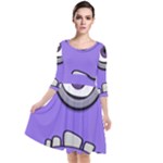 Evil Purple Quarter Sleeve Waist Band Dress