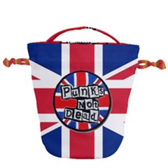 Punk Not Dead Music Rock Uk United Kingdom Flag Drawstring Bucket Bag by Sudhe