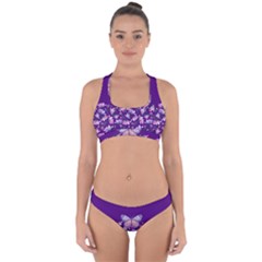 Purple Spring Butterfly Cross Back Hipster Bikini Set by lucia
