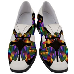 Abstract Animal Art Butterfly Women s Chunky Heel Loafers by Sudhe
