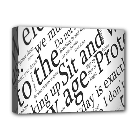 Abstract Minimalistic Text Typography Grayscale Focused Into Newspaper Deluxe Canvas 16  X 12  (stretched)  by Sudhe