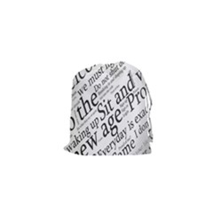 Abstract Minimalistic Text Typography Grayscale Focused Into Newspaper Drawstring Pouch (xs) by Sudhe