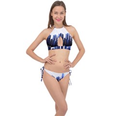 Abstract Of Downtown Chicago Effects Cross Front Halter Bikini Set by Sudhe