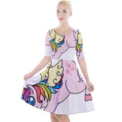 Unicorn Arociris Raimbow Magic Quarter Sleeve A-line Dress by Sudhe