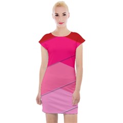 Geometric Shapes Magenta Pink Rose Cap Sleeve Bodycon Dress by Sudhe