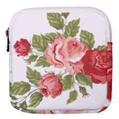 Flower Rose Pink Red Romantic Mini Square Pouch by Sudhe