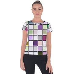 Color Tiles Abstract Mosaic Background Short Sleeve Sports Top  by Sudhe