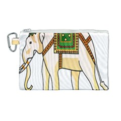 Elephant Indian Animal Design Canvas Cosmetic Bag (large) by Sudhe