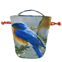 Loving Birds Drawstring Bucket Bag by Sudhe