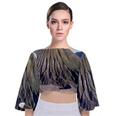 Mount Batok Bromo Indonesia Tie Back Butterfly Sleeve Chiffon Top by Sudhe