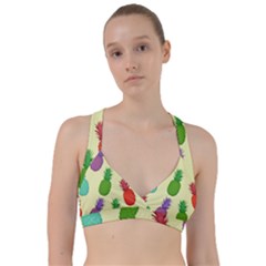 Colorful Pineapples Wallpaper Background Sweetheart Sports Bra by Sudhe