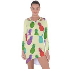 Colorful Pineapples Wallpaper Background Asymmetric Cut-out Shift Dress by Sudhe