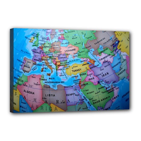 Globe World Map Maps Europe Canvas 18  X 12  (stretched) by Sudhe