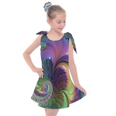 Fractal Artwork Art Swirl Vortex Kids  Tie Up Tunic Dress by Sudhe