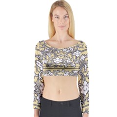 Floral Pattern Background Long Sleeve Crop Top by Sudhe