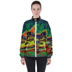 Abstract Transparent Background High Neck Windbreaker (women) by Sudhe