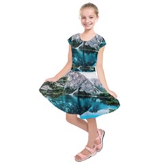 Daylight Forest Glossy Lake Kids  Short Sleeve Dress by Sudhe