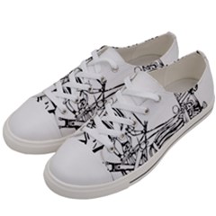 Line Art Drawing Ancient Chariot Women s Low Top Canvas Sneakers by Sudhe