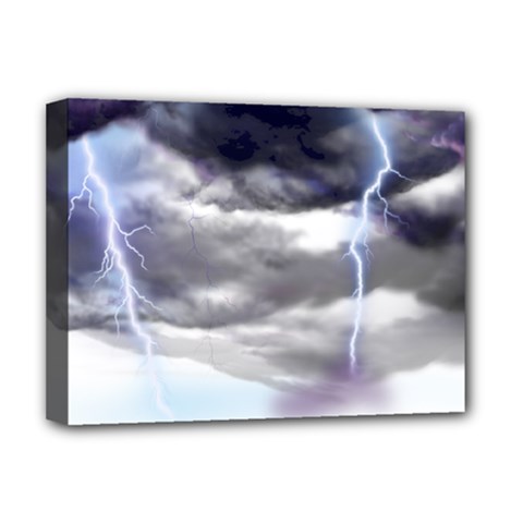 Thunder And Lightning Weather Clouds Painted Cartoon Deluxe Canvas 16  X 12  (stretched) 