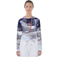 Thunder And Lightning Weather Clouds Painted Cartoon Women s Slouchy Sweat by Sudhe