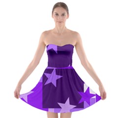 Purple Stars Pattern Shape Strapless Bra Top Dress by Alisyart