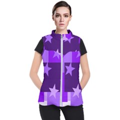 Purple Stars Pattern Shape Women s Puffer Vest