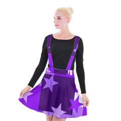 Purple Stars Pattern Shape Suspender Skater Skirt by Alisyart