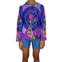 Enchanted Rose Stained Glass Kids  Long Sleeve Swimwear by Sudhe