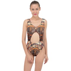 Queensryche Heavy Metal Hard Rock Bands Logo On Wood Center Cut Out Swimsuit by Sudhe