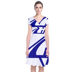 Sukhoi Aircraft Logo Short Sleeve Front Wrap Dress by Sudhe