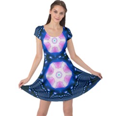 Abstract Fractal Pattern Colorful Cap Sleeve Dress by Pakrebo