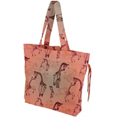 Cute Giraffe Pattern Drawstring Tote Bag by FantasyWorld7