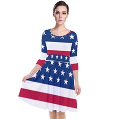 American Flag Quarter Sleeve Waist Band Dress by Valentinaart
