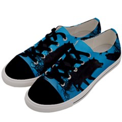Awesome Black Wolf With Crow And Spider Men s Low Top Canvas Sneakers by FantasyWorld7