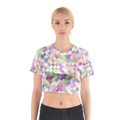 Mosaic Colorful Pattern Geometric Cotton Crop Top by Mariart