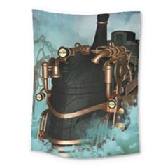 Spirit Of Steampunk, Awesome Train In The Sky Medium Tapestry by FantasyWorld7