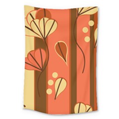 Amber Yellow Stripes Leaves Floral Large Tapestry